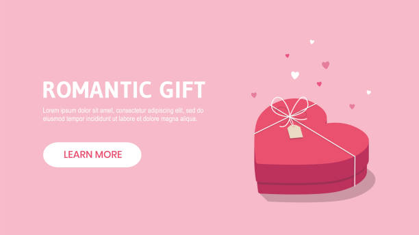 izometryczne pudełko prezentowe w kształcie serca na różowym tle. romantyczna ilustracja prezent na walentynki. - wektor - gift pink box gift box stock illustrations