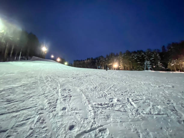 istock Ski base, resort. Winter evening on the basis 1297405146