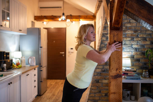 istock Mature Woman Doing Standing Wall Push-ups At Home 1297405657