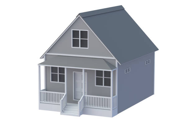 istock Gray house isolated on white background. 3d render 1297407859