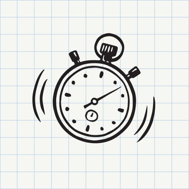 Stopwatch doodle icon Hand drawn sketch in vector time drawings stock illustrations