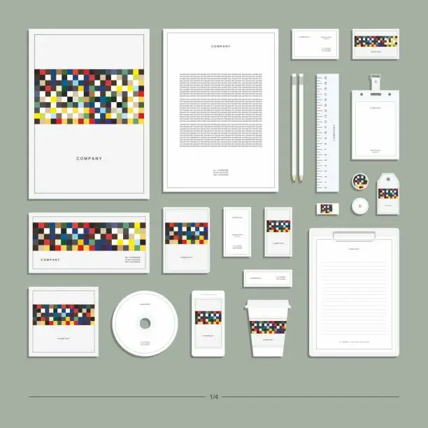 Vector illustration of Abstract geometric technological corporate identity. Stationery set. Creative design.