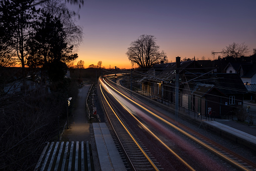 A local train passing Veksoe Station near Copenhagen