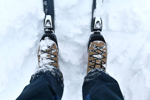 istock Cross country skis in snow 1297410387