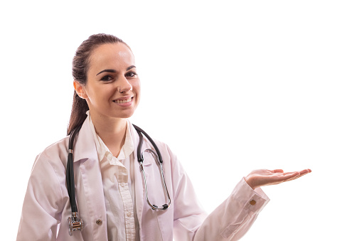Portrait of female doctor gesturing