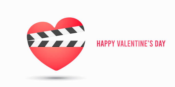 istock Romantic movie icon with heart clapper isolated. Valentines vector illustration 1297416781