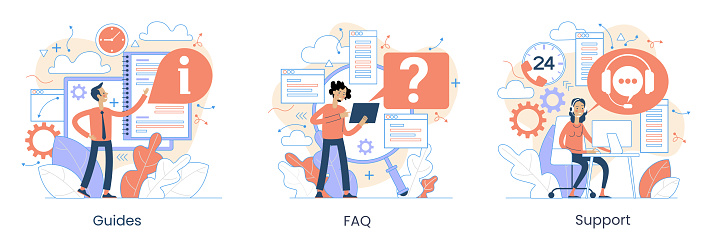 Quick Help Images Website Menu Help Concept Online Guides Support Landing Page Sections ...