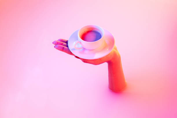 istock Close up female hand gesturing from the milk bath with soft glowing in neon light 1297420020