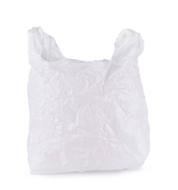 istock Close up of Plastic white bag isolated on white background 1297420122
