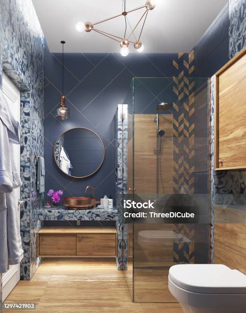 Master Bathroom Design Ideas 3d Render Stock Photo - Download Image Now - Mirror - Object, Sink, Vanity Mirror