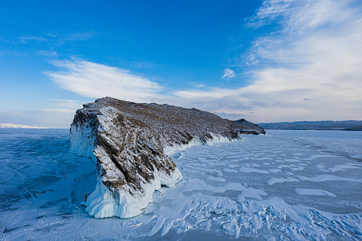 Winter ice formations in polar climate