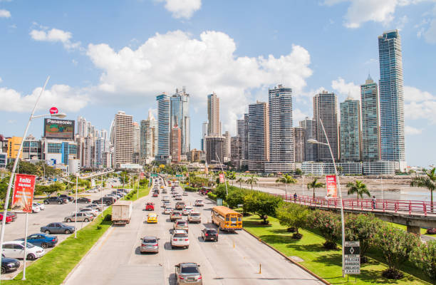 View of main street in Panama City, Panama View of main street in Panama City, Panama panama city panama stock pictures, royalty-free photos & images