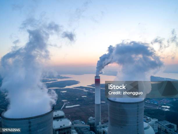 Modern Powerplant Producing Heat Stock Photo - Download Image Now - Fuel and Power Generation, Vitality, Hot Spring