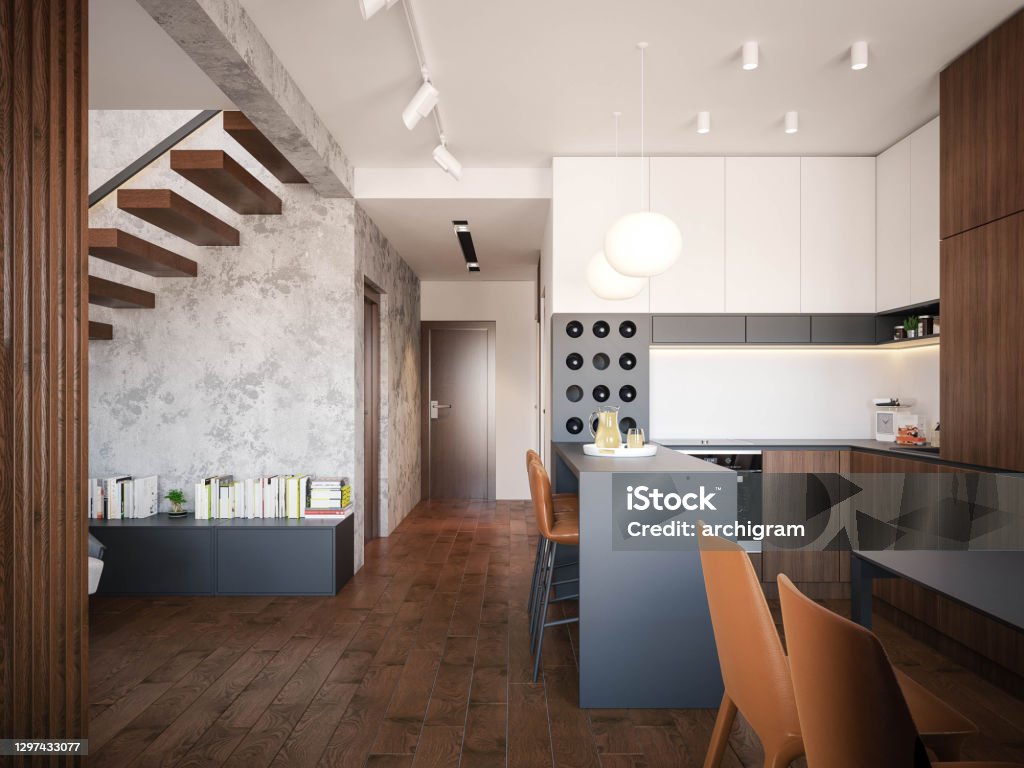 Interior Design Architecture Computer Generated Image Of Kitchen ...