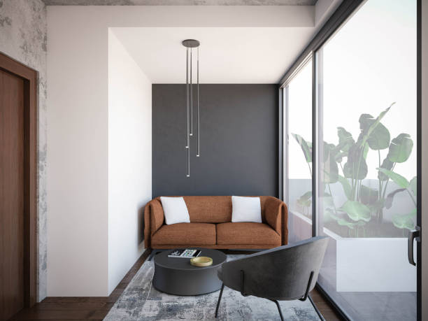 istock Interior Design. Architecture. Computer generated image of living room. Architectural Visualization. 3D rendering. 1297433082