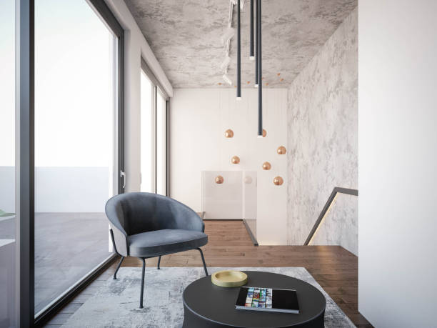 istock Interior Design. Architecture. Computer generated image of living room. Architectural Visualization. 3D rendering. 1297433169