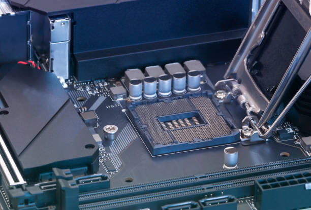 istock Mother board close-up stock photo 1297433405