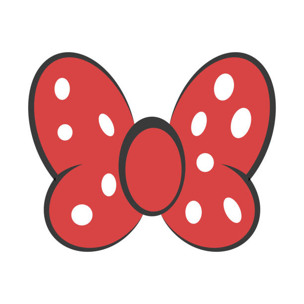 활 빨간 나비, 벡터 머리 장식 밈 레드 활 화이트 도트 물방울 - 접영 stock illustrations