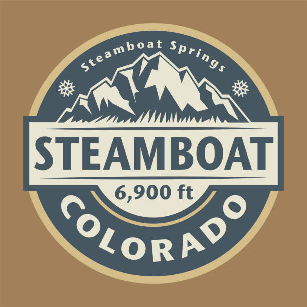 Emblem with the name of town Steamboat Springs, Colorado Abstract stamp or emblem with the name of town Steamboat Springs, Colorado, vector illustration steamboat springs stock illustrations
