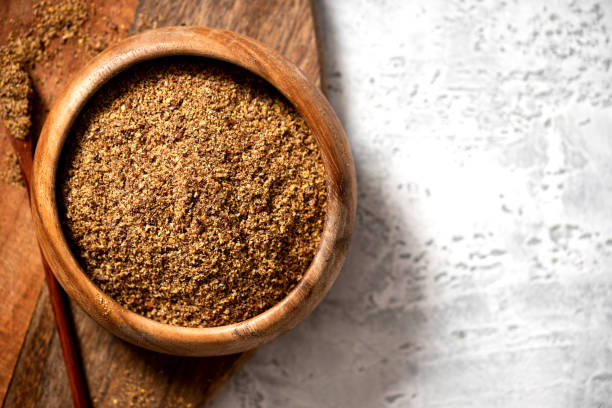 istock Ground flaxseeds in a wooden bowl 1297437997