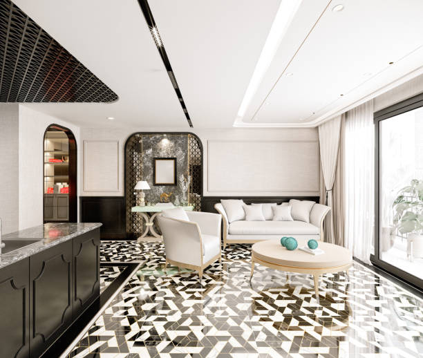 istock 3d render of luxury home interior and living room 1297440144
