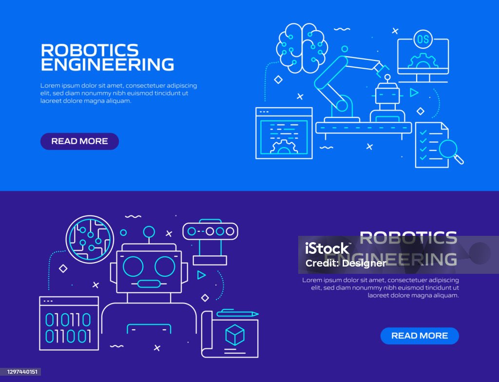 Robotics Engineering Graphics Robotics Engineering Related Modern Line Style Vector Illustration ...