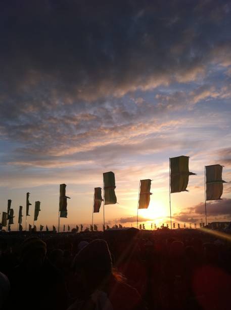 Glastonbury music festival flags.