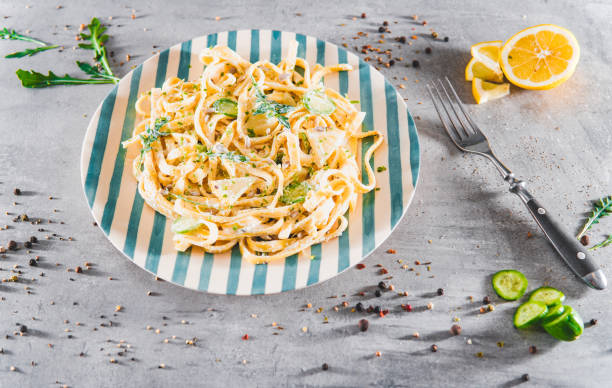 istock Pasta with a sour cream lemon and herbs 1297441910