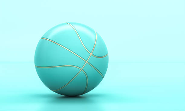 istock turquoise basketball with gold inserts. 1297443820