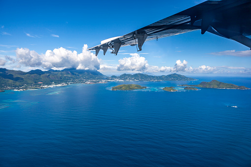mahe island from above, seychelles, indian ocean.