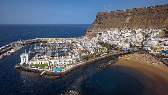 Aerial panorama of Puerto de Mogan, Gran Canaria