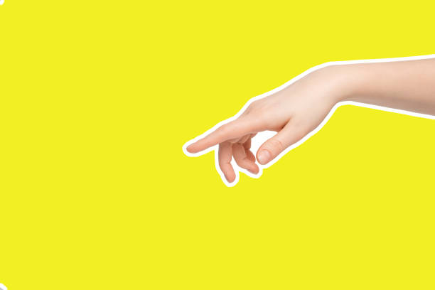 istock Women's hand shows a finger to the side. 1297447048