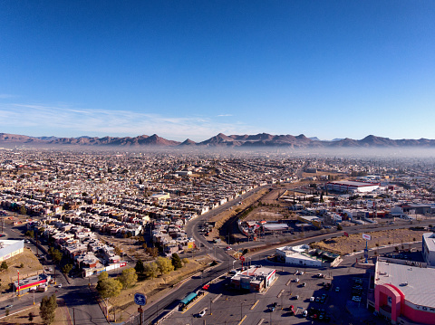 Aerial Drone View Of The Sprawling City Of Chihuahua City, Mexico