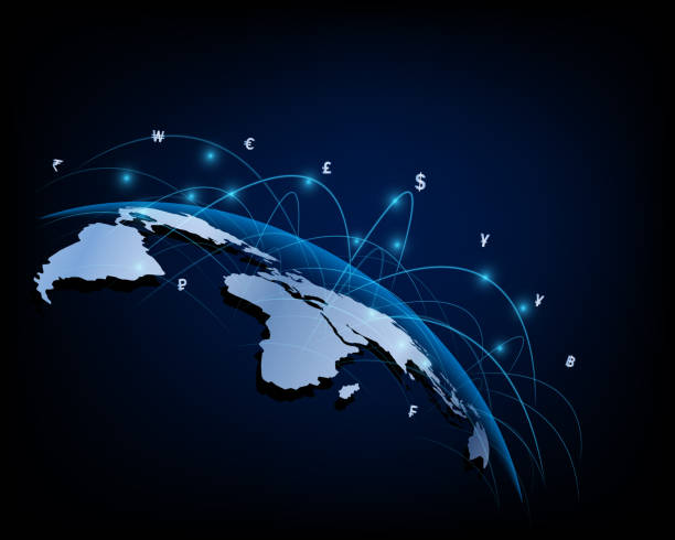istock Financial business network, money transfer and currency exchange icon on the world map 1297448400
