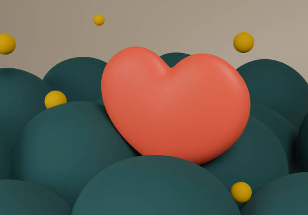 istock heart perched on fluffy green spheres. 3D illustration 1297449438