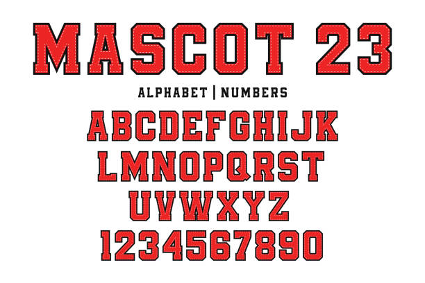 Classic college font. Vintage sport font in american style for football, baseball or basketball logos and t-shirt. College and varsity style font, tackle twill Classic college font. Vintage sport font in american style for football, baseball or basketball logos and t-shirt. College and varsity style font, tackle twill. Vector baseball uniform stock illustrations