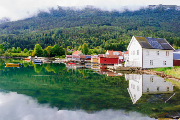 istock Colorful houses in Solvorn 1297453691