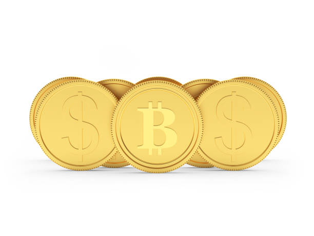 istock Gold dollar and bitcoin coins 1297454120