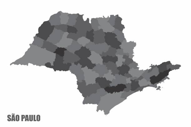 mapa regionów sao paulo - santos stock illustrations