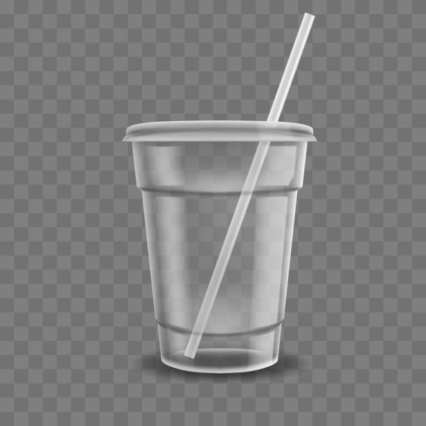 istock Realistic plastic coffee cup. Clear plastic cup mockup for coffee, iced tea, juice or milkshake. Disposable beverage packaging vector illustration 1297454943