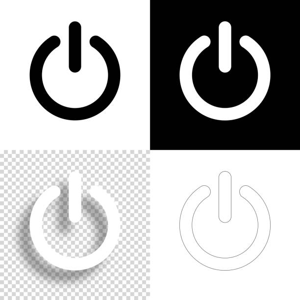 Power. Icon for design. Blank, white and black backgrounds - Line icon Icon of "Power" for your own design. Four icons with editable stroke included in the bundle: - One black icon on a white background. - One blank icon on a black background. - One white icon with shadow on a blank background (for easy change background or texture). - One line icon with only a thin black outline (in a line art style). The layers are named to facilitate your customization. Vector Illustration (EPS10, well layered and grouped). Easy to edit, manipulate, resize or colorize. And Jpeg file of different sizes. single line power isolated electricity stock illustrations