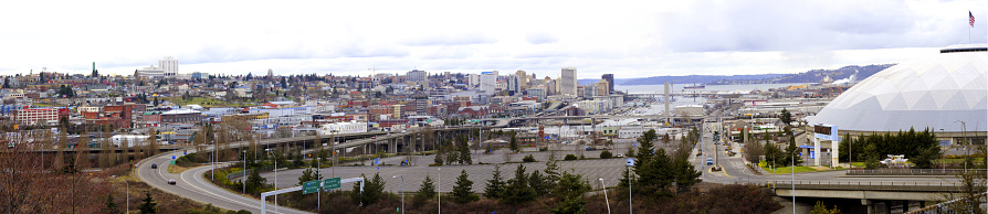 Panoramic view of City of Tacoma in Washington state.