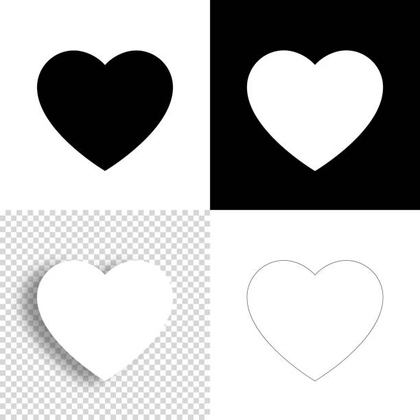 Heart. Icon for design. Blank, white and black backgrounds - Line icon Icon of "Heart" for your own design. Four icons with editable stroke included in the bundle: - One black icon on a white background. - One blank icon on a black background. - One white icon with shadow on a blank background (for easy change background or texture). - One line icon with only a thin black outline (in a line art style). The layers are named to facilitate your customization. Vector Illustration (EPS10, well layered and grouped). Easy to edit, manipulate, resize or colorize. And Jpeg file of different sizes. black and white heart stock illustrations