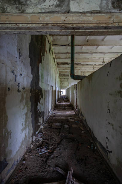 istock An abandoned building with no Windows or doors is visible from the inside 1297458840
