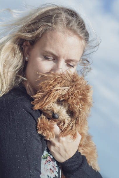 istock Cuddles with Puppy in Beach 1297459212