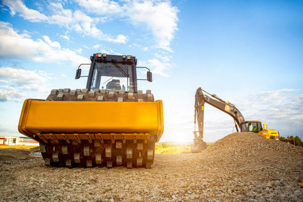 istock Flat excavator for construction preparation stock photo 1297461404