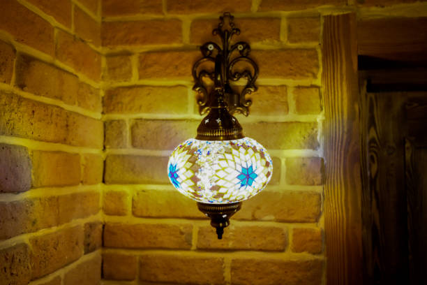 istock Vintage wall lamp with eastern ornates on it. 1297461807