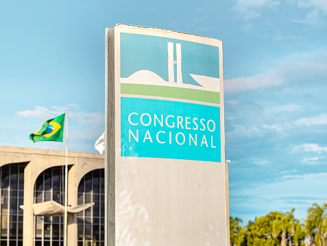 The National Congress of Brazil. Building designed by Oscar niemeyer. It is composed in the Chamber of Deputies and the Federal Senate. Brasilia, Federal District - Brazil. September, 12, 2020.