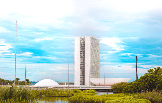 the national congress of brazil. national congress, chamber of deputies, federal senate, brasilia, brazil. - national congress building imagens e fotografias de stock