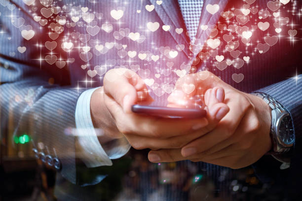 istock Concept of congratulation valentines day on the internet. 1297472277